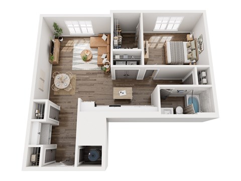 3D floor plan of our A5 unit type